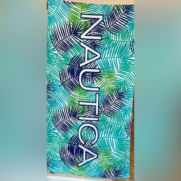Nautica Bath Nautica Beach Towel Cotton Palm Fronds Blue Green